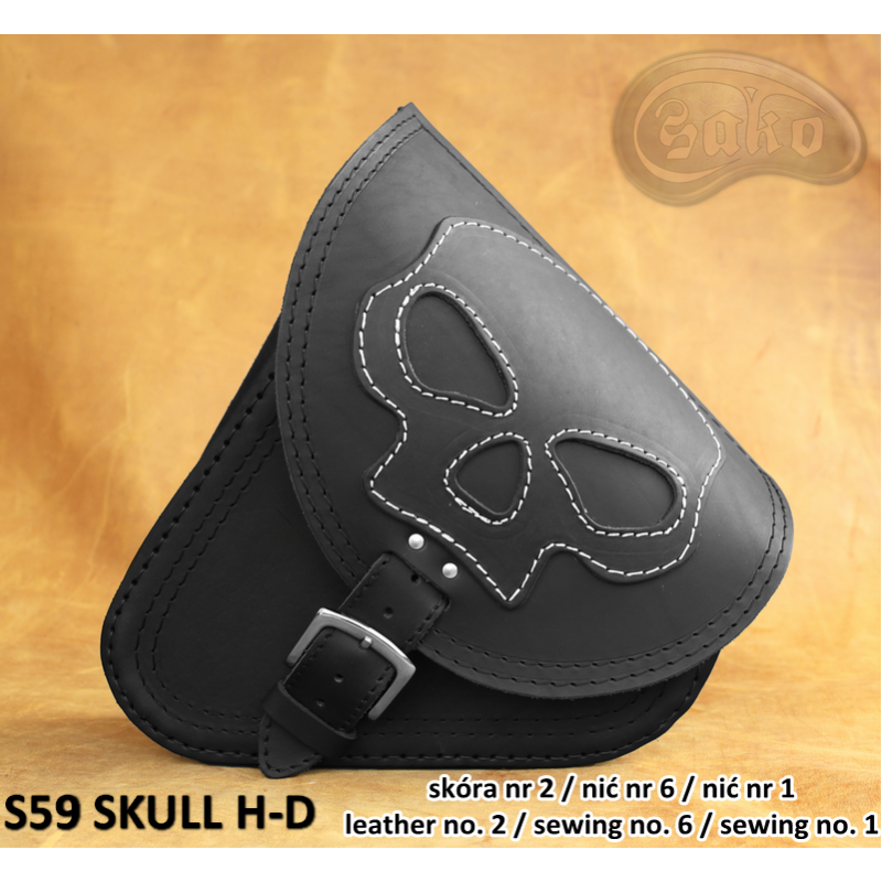 LEATHER SADDLEBAG S59 SKULL  H-D SOFTAIL
