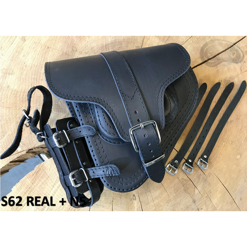LEATHER SADDLEBAG S62 REAL with drink holder H-D SOFTAIL