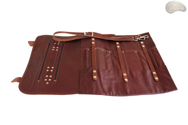 Sac à couteaux / pochette COGNAC AVEC ZIPPE (modèle 3)