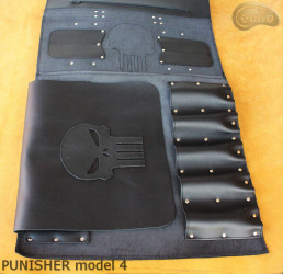 Taška / pouzdro na nůž ČERNÁ lícová KŮŽE PUNISHER (model 4)