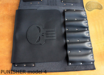 Taška / pouzdro na nůž ČERNÁ lícová KŮŽE PUNISHER (model 4)