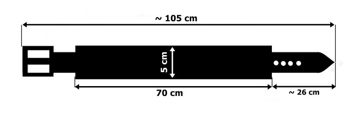 Kožený pásek PM1 pro kalhoty motorkářského stylu. DÉLKA ~ 105 cm