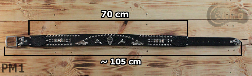 Kožený pásek PM1 pro kalhoty motorkářského stylu. DÉLKA ~ 105 cm