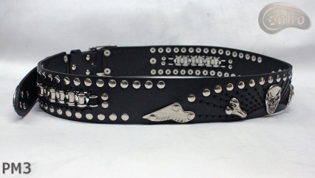 Motorcycle leather trouser belt PM3, length ~ 115 cm