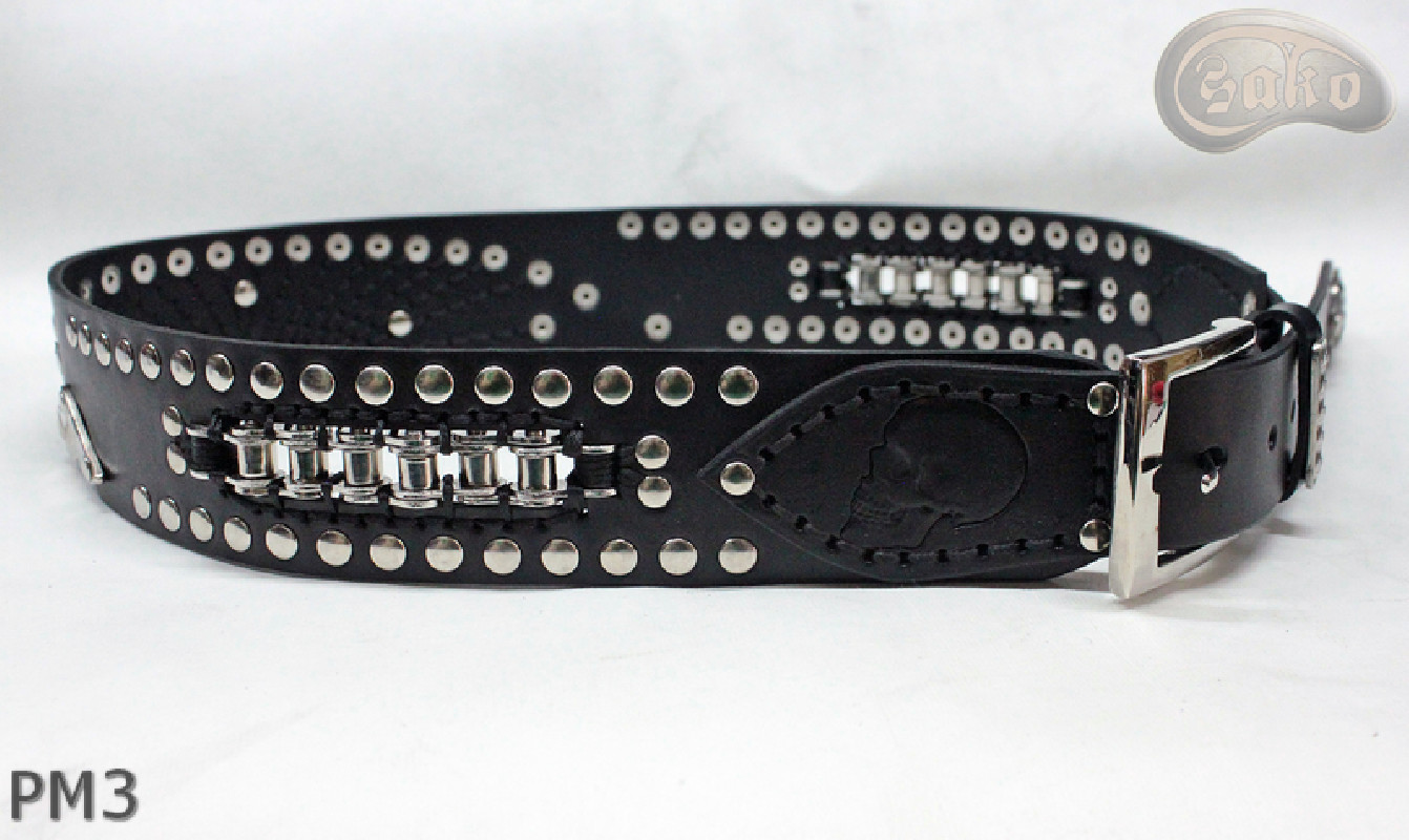 Motorcycle leather trouser belt PM3, length ~ 115 cm