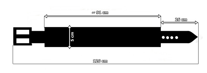 Kožený pásek PM5 pro kalhoty motorkářského stylu. DÉLKA ~ 126 cm