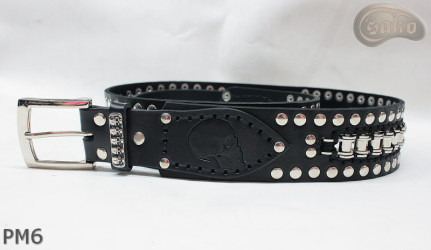 Motorcycle leather trouser belt PM6, length ~ 131 cm