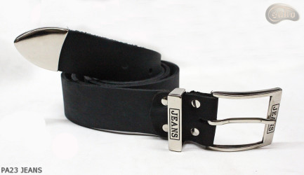 PA23 JEANS Leather trouser belt with metal tip