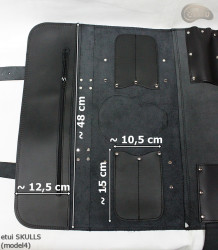 Sac à couteaux / pochette CUIR FLEUR SKULLS ( modèle 4)