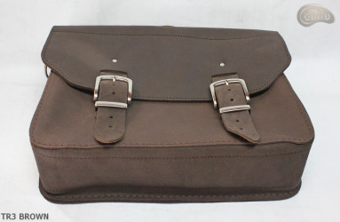 Leather shoulder bag TR3 BROWN