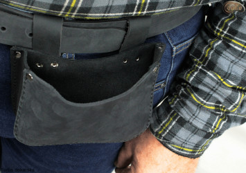 Tool belt pouch for attaching to trouser belt