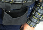 Tool belt pouch for attaching to trouser belt