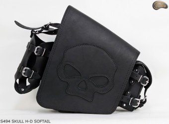 LEATHER SADDLEBAG S494 SKULL H-D SOFTAIL