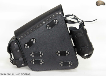 LEATHER SADDLEBAG S494 SKULL H-D SOFTAIL