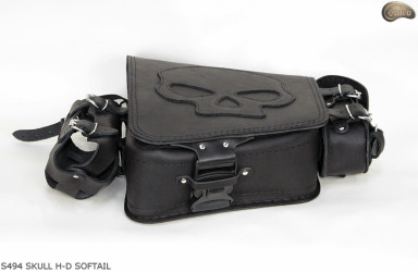 LEATHER SADDLEBAG S494 SKULL H-D SOFTAIL