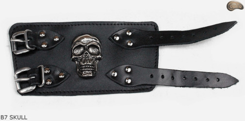Bracelet en cuir B7 skull goth rock metal punk