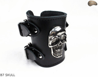 Bracelet en cuir B7 skull goth rock metal punk