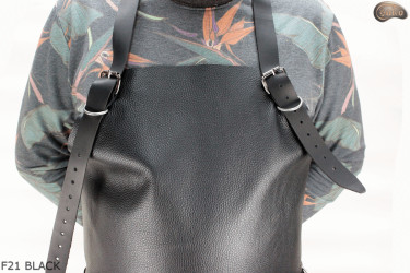 Kožená ochranná zástěra F21 BLACK/řezník/svářeč/kuchař/grilovač/zámečník