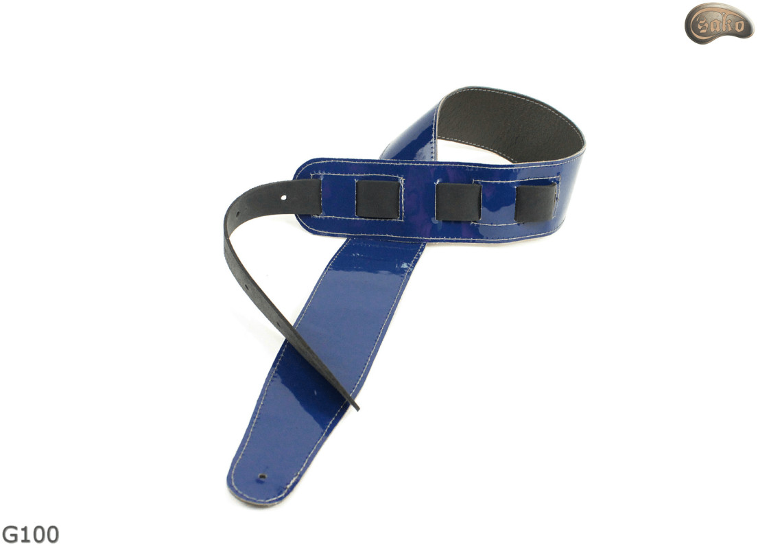 Popruh na elektrickou/basovou kytaru G100 BLUE přírodní kůže, oboustranný