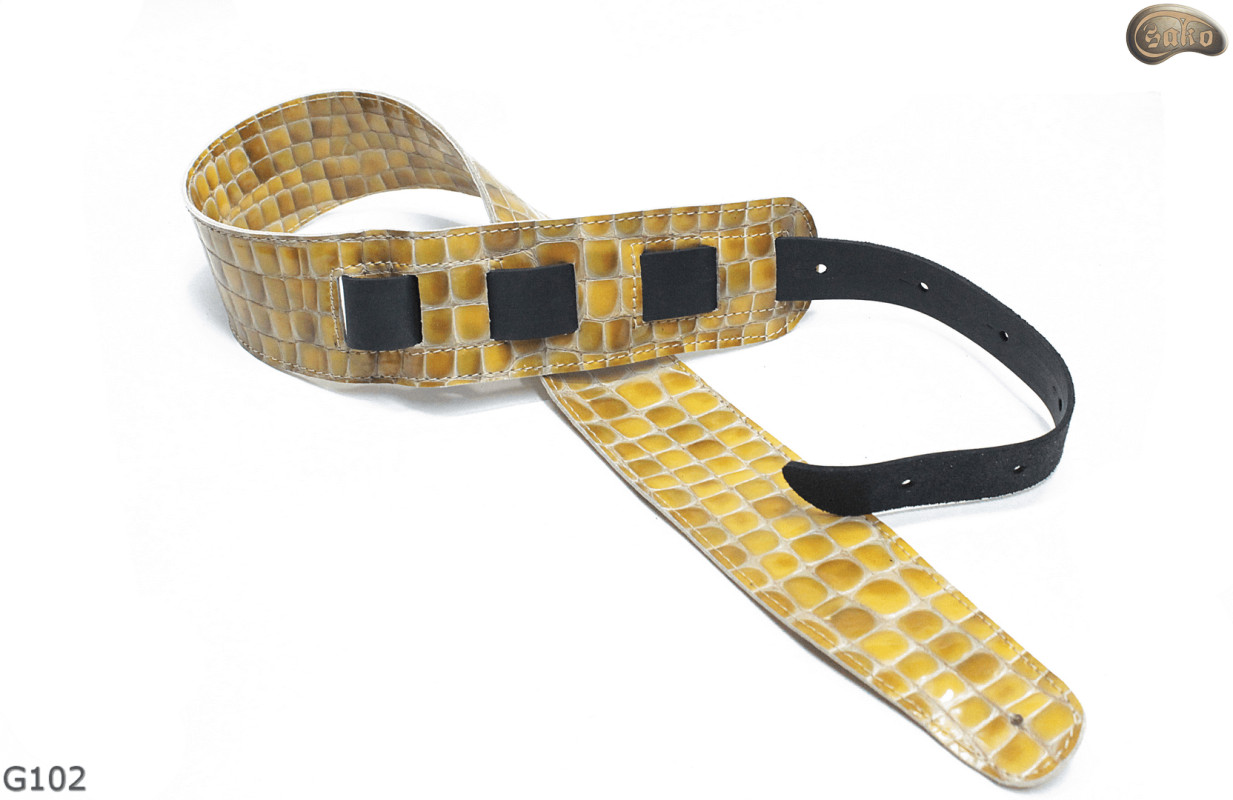 Popruh na elektrickou/basovou kytaru G102 z přírodní kůže, oboustranný