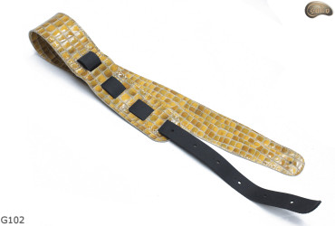 Popruh na elektrickou/basovou kytaru G102 z přírodní kůže, oboustranný