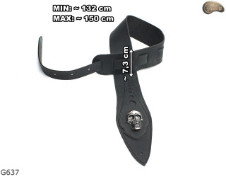 Popruh na elektrickou/basovou kytaru G637 SKULL přírodní kůže