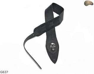 Popruh na elektrickou/basovou kytaru G637 SKULL přírodní kůže