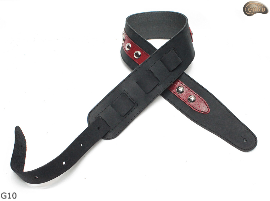 G10 electric/bass guitar strap, genuine leather, reversible