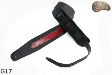 G17 RED guitar strap, double-sided leather strap for electric bass guitar