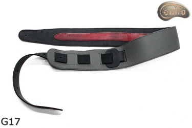 G17 RED kytarový popruh, oboustranný kožený popruh pro elektrickou baskytaru