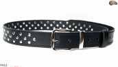 PA53 leather belt with flat decorative rivets