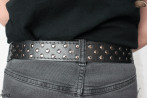 PA53 leather belt with flat decorative rivets