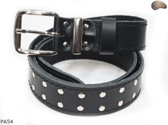 PA54 leather belt with flat decorative rivets