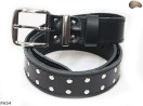 PA54 leather belt with flat decorative rivets