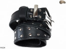 PA54 leather belt with flat decorative rivets