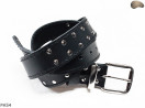 PA54 leather belt with flat decorative rivets