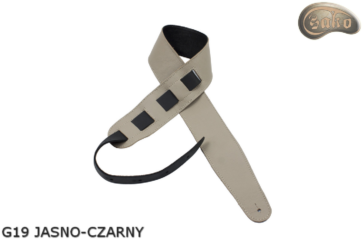 G19 Reversible Genuine Leather Electric/Bass Guitar Strap (Light Beige/Black)