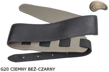 G21 Reversible Genuine Leather Guitar/Bass Strap (Dark Beige/Black)