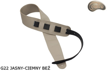 Sangle G22 pour guitare/basse électrique, beige clair foncé, réversible, cuir véritable