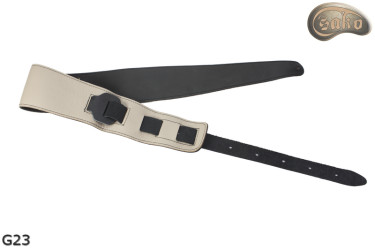 G23 Elektromos Gitár/Basszusgitár Pánt, Világos Bézs/Fekete, Kétoldalas, Valódi Bőr