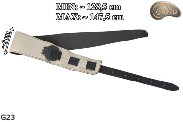 Sangle pour guitare/basse électrique G23, beige clair/noir, double face, cuir véritable