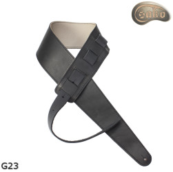Popruh G23 pro elektrickou kytaru/baskytaru, světle béžový/černý, oboustranný, pravá kůže