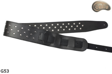 Oboustranný popruh na elektrickou/baskytarovou kytaru G53 z pravé kůže