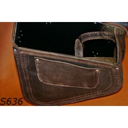 LEATHER SADDLEBAG S636 CROCODILE BROWN H-D SOFTAIL