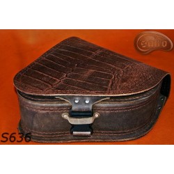 LEATHER SADDLEBAG S636 CROCODILE BROWN H-D SOFTAIL