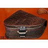 LEATHER SADDLEBAG S636 CROCODILE BROWN H-D SOFTAIL