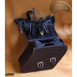 LEATHER SADDLEBAGS S293 RED *TO REQUEST*