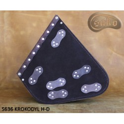 LEATHER SADDLEBAG S636 CROCODILE BROWN H-D SOFTAIL
