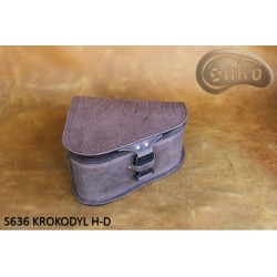 LEATHER SADDLEBAG S636 CROCODILE BROWN H-D SOFTAIL