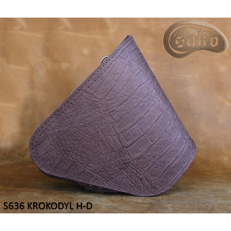 LEATHER SADDLEBAG S636 CROCODILE BROWN H-D SOFTAIL